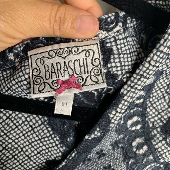 Baraschi Anthropologie Lace Print Bodycon Cocktail Dress goth whimsygoth Size‎ 6 - Picture 5 of 6